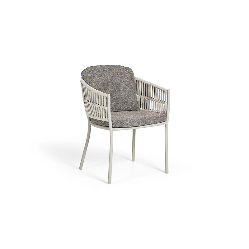 Modern gray Outdoor Furniture chair with a woven frame and cushioned seat, offering comfort and style for outdoor living spaces.